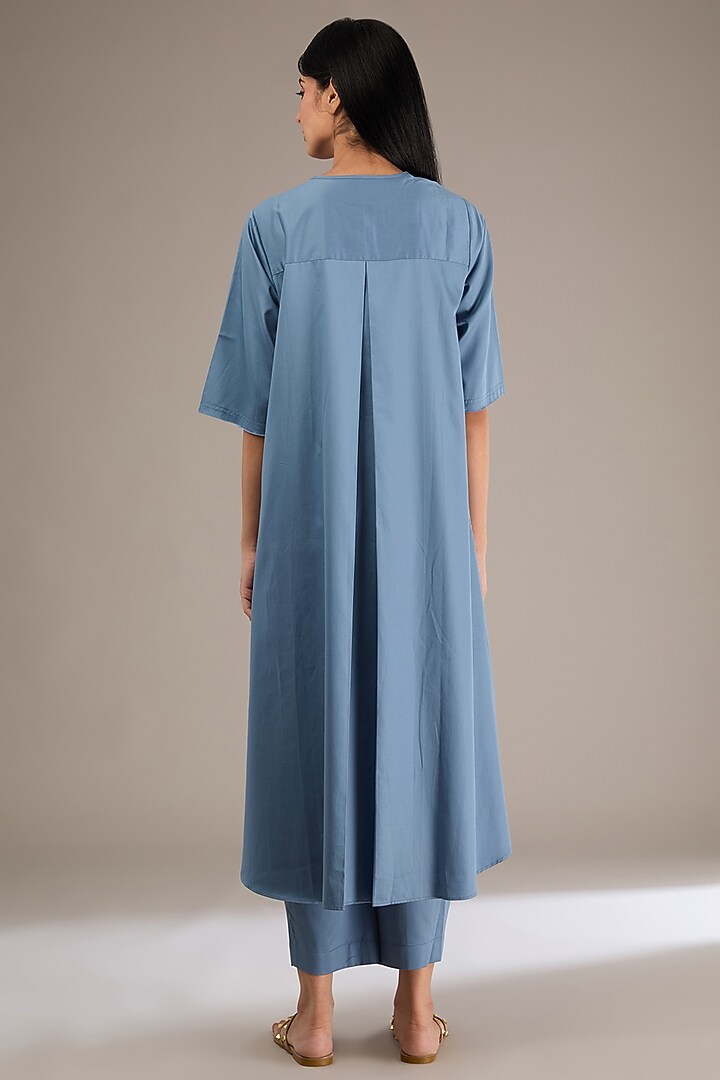 Blue Mesh & Cotton Tunic Set by GRAINE at Pernia's Pop Up Shop
