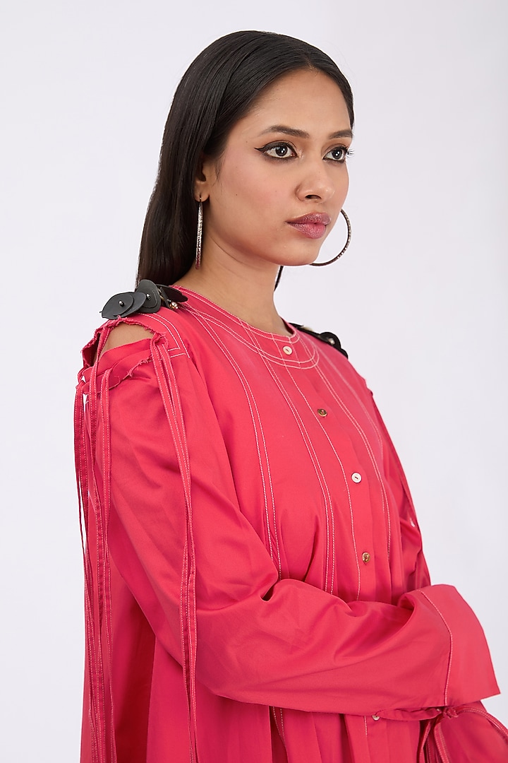 Tart Red Giza Cotton Flared Mini Vacation Dress by GRAINE at Pernia's Pop Up Shop