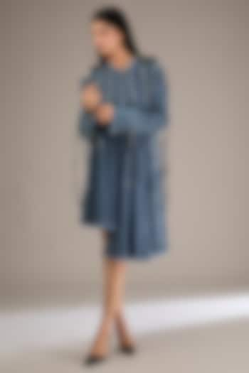 Blue Denim Asymmetrical Flared Dress by GRAINE at Pernia's Pop Up Shop