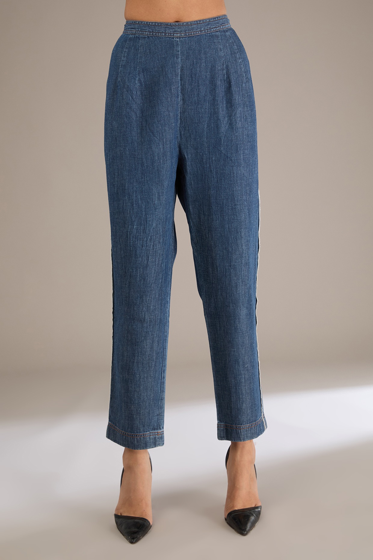 Blue Denim Zardosi Work Co-Ord Set by GRAINE at Pernia's Pop