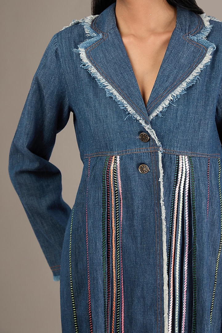 Blue Denim Zardosi Work Co-Ord Set by GRAINE at Pernia's Pop Up Shop