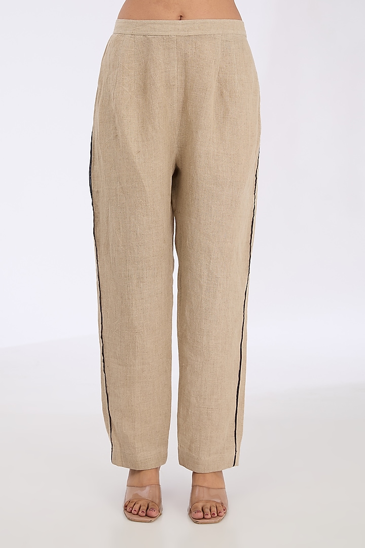 Natural Linen Zardosi Hand Embroidered Co-Ord Set by GRAINE at Pernia's Pop Up Shop