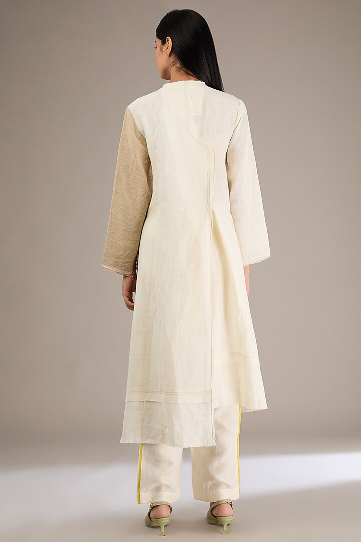 White & Beige Linen Tunic Set by GRAINE at Pernia's Pop Up Shop