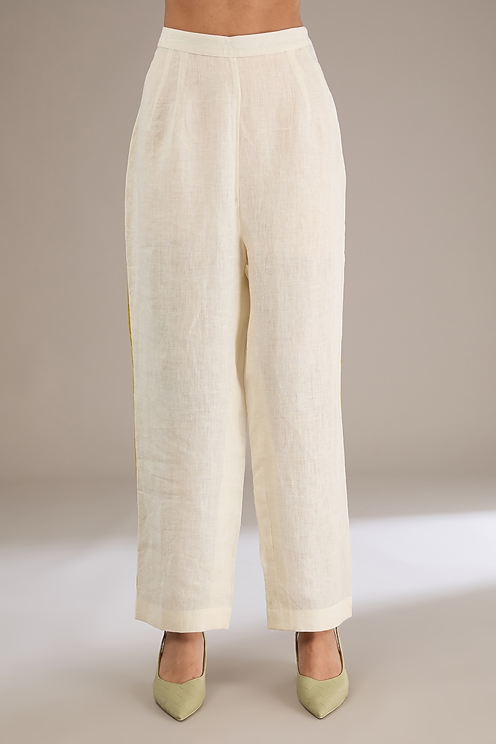 White & Beige Linen Tunic Set by GRAINE at Pernia's Pop Up Shop