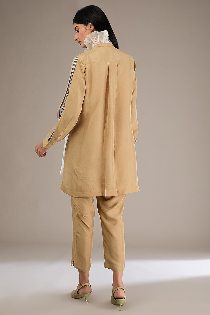 White & Ochre Silk Patchwork Co-Ord Set by GRAINE at Pernia's Pop Up Shop