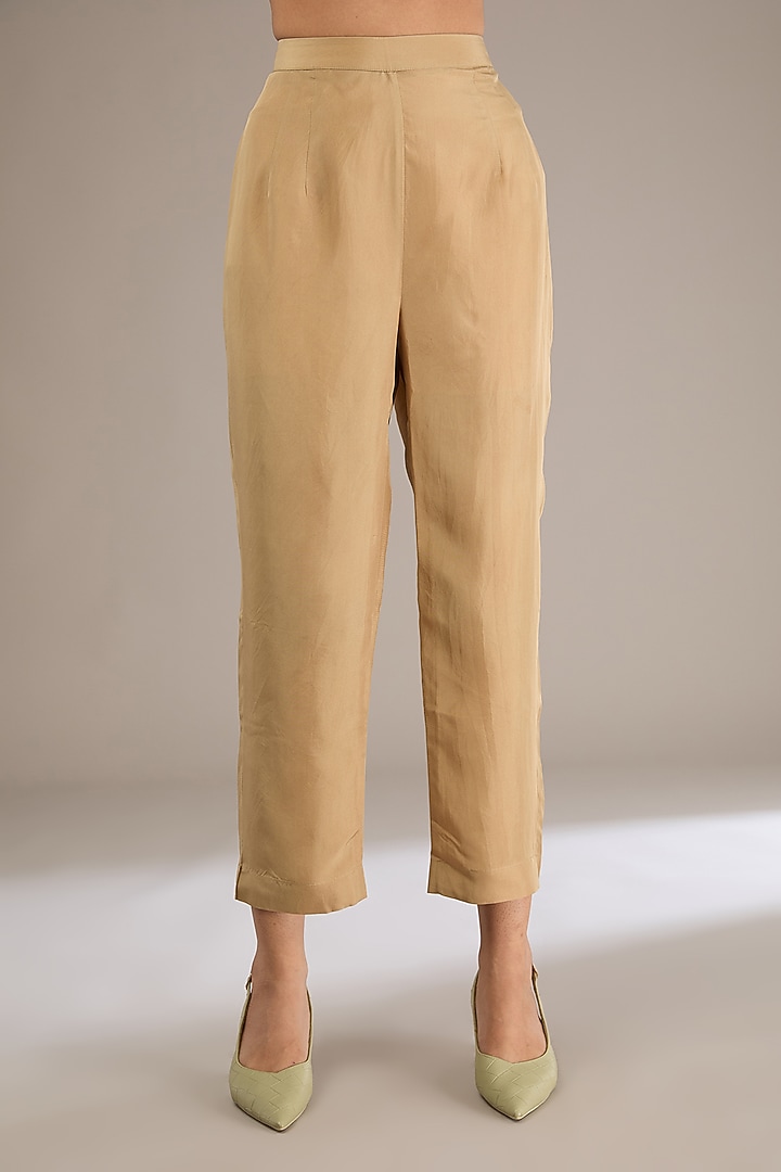 White & Ochre Silk Patchwork Co-Ord Set by GRAINE at Pernia's Pop Up Shop