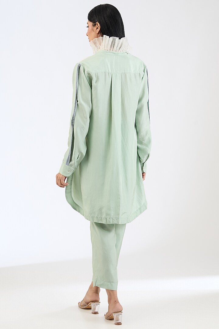 Green Silk & Silk Organza Pant Set by GRAINE at Pernia's Pop Up Shop