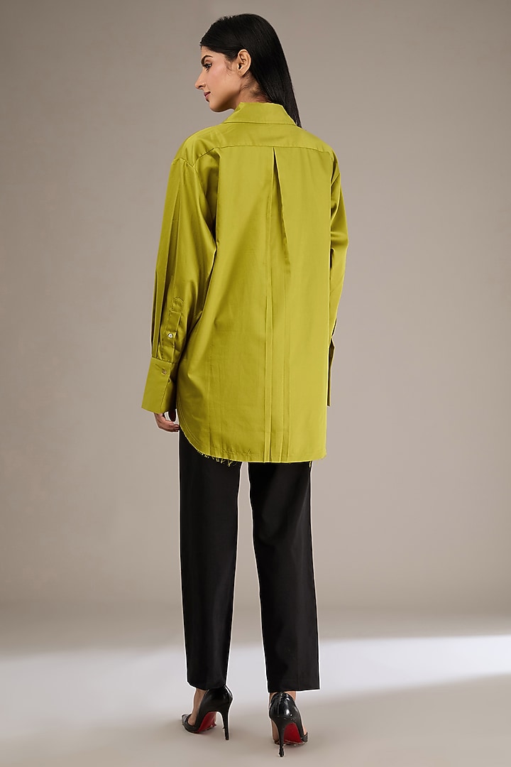 Pickle Green Giza Cotton Shirt by GRAINE at Pernia's Pop Up Shop