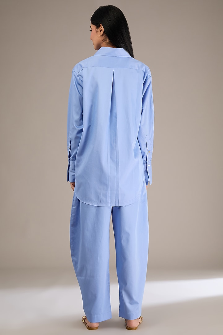 Blue Giza Cotton Shirt by GRAINE at Pernia's Pop Up Shop