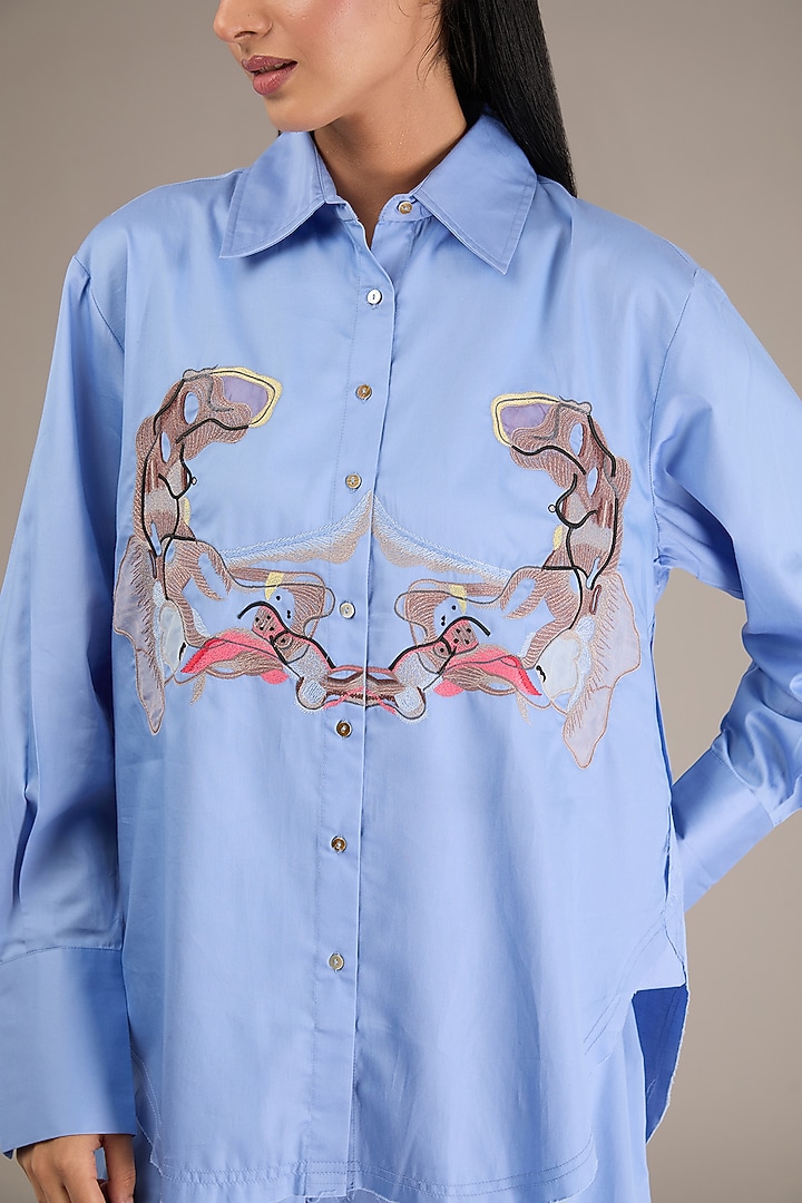 Blue Giza Cotton Shirt by GRAINE at Pernia's Pop Up Shop