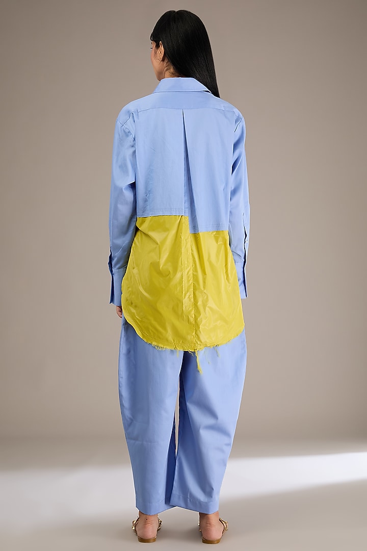 Blue Giza Cotton Thread Work Co-Ord Set by GRAINE at Pernia's Pop Up Shop