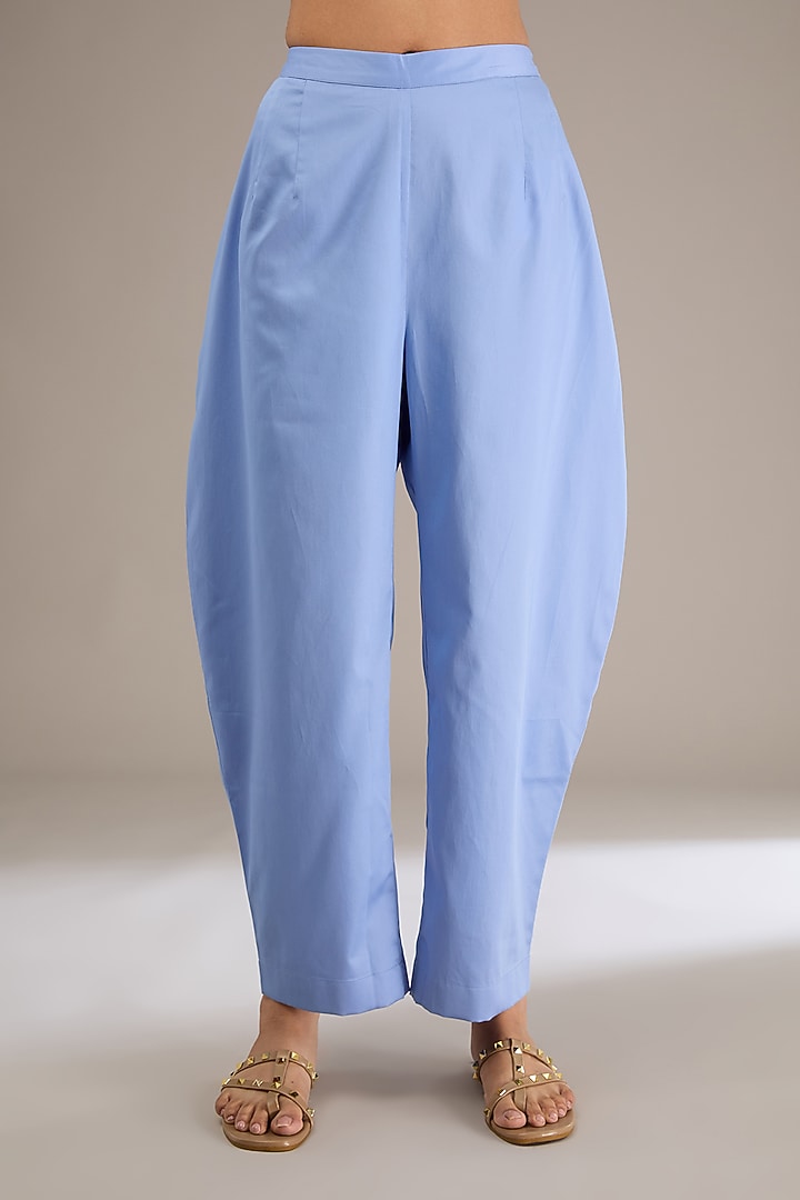 Blue Giza Cotton Thread Work Co-Ord Set by GRAINE at Pernia's Pop Up Shop