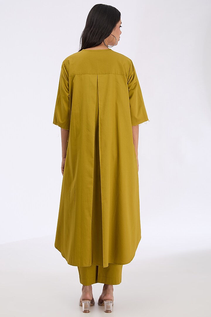 Pickle Green Giza Cotton Flared Tunic Set by GRAINE at Pernia's Pop Up Shop