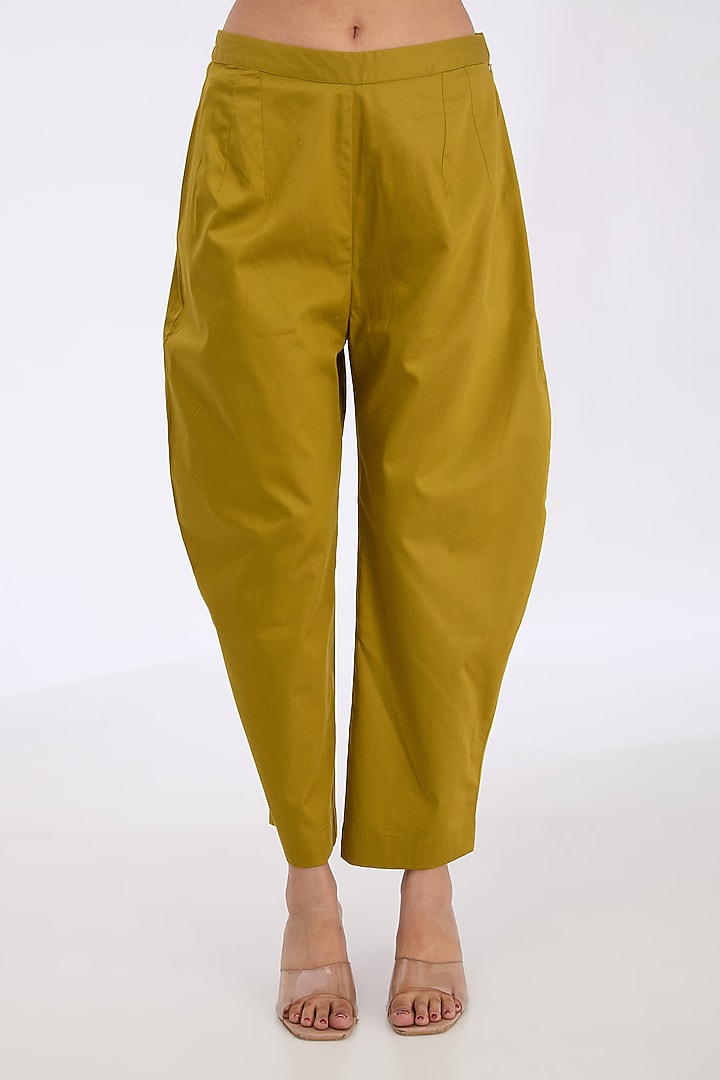 Pickle Green Giza Cotton Flared Tunic Set by GRAINE at Pernia's Pop Up Shop