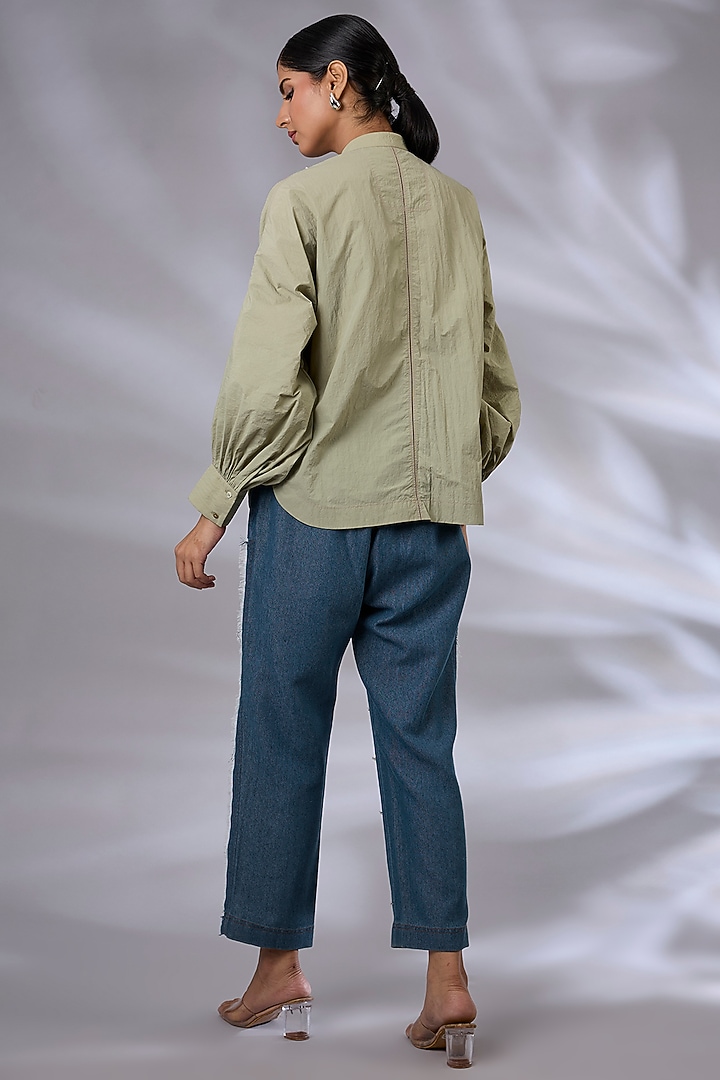Blue Denim Mid Wash Trousers by GRAINE at Pernia's Pop Up Shop