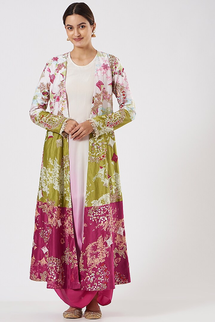 Multi-Colored Embroidered Jacket Dress by Garo