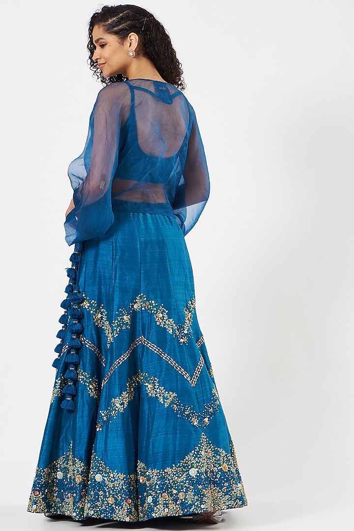 Cobalt Blue Embroidered Wedding Lehenga by Garo at Pernia's Pop Up Shop