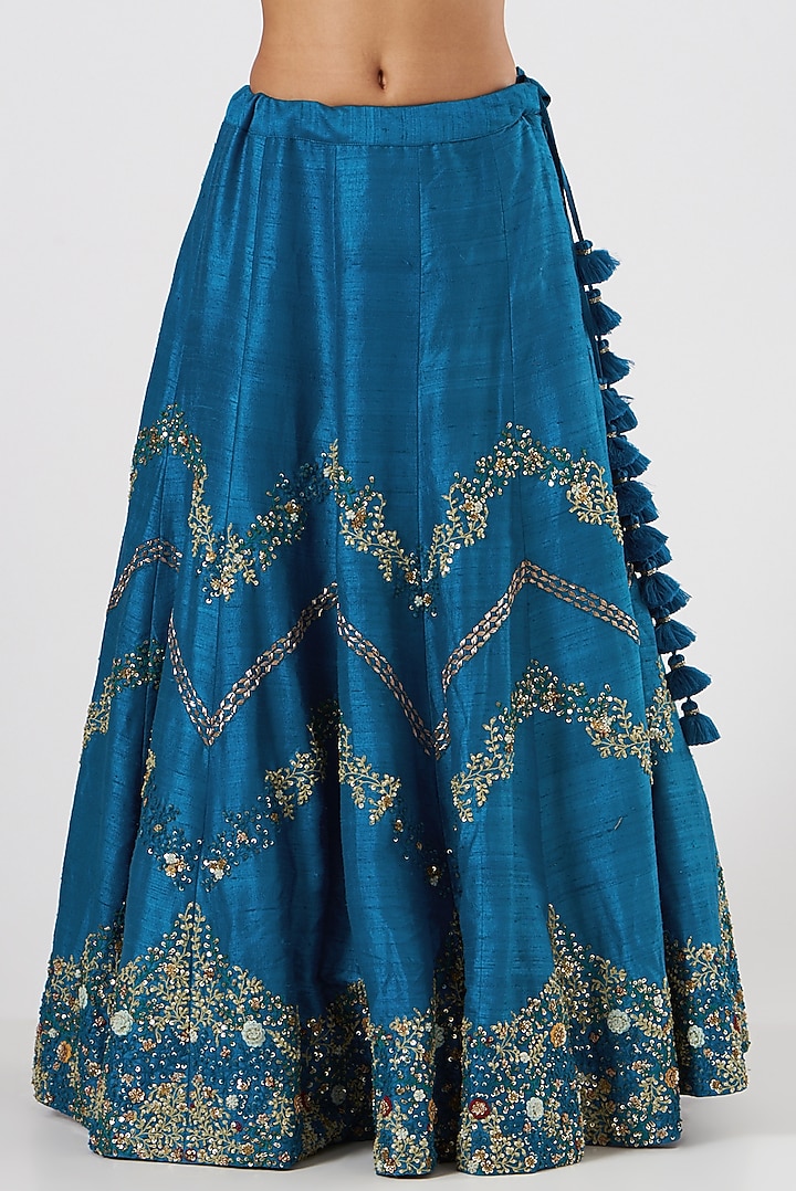 Cobalt Blue Embroidered Wedding Lehenga by Garo at Pernia's Pop Up Shop