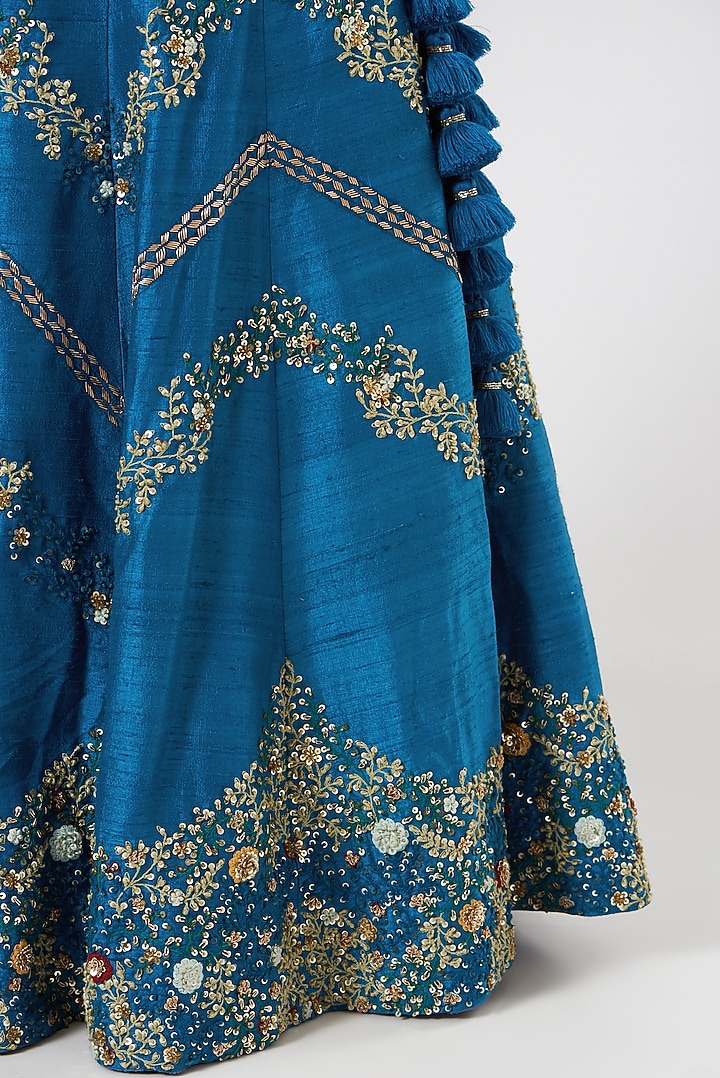 Cobalt Blue Embroidered Wedding Lehenga by Garo at Pernia's Pop Up Shop