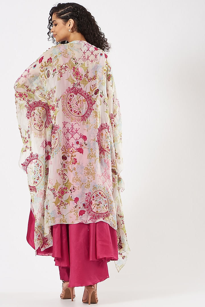 White Floral Printed Cape Set by Garo at Pernia's Pop Up Shop