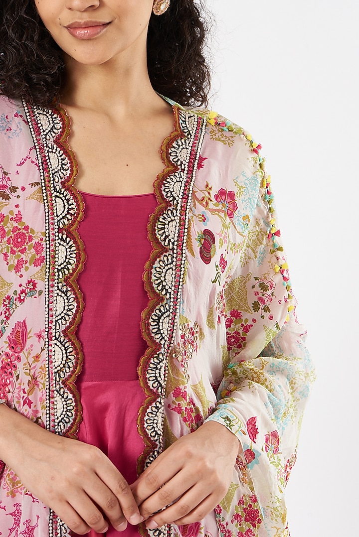 White Floral Printed Cape Set by Garo at Pernia's Pop Up Shop