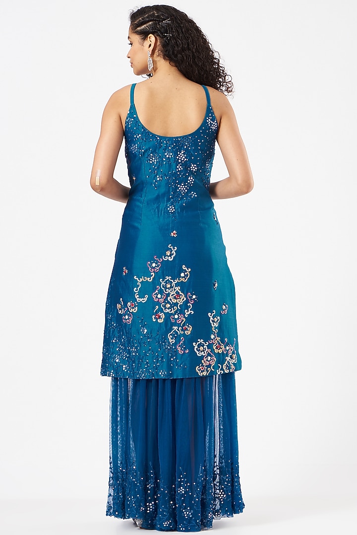 Cobalt Blue Embroidered Wedding Sharara Set by Garo at Pernia's Pop Up Shop