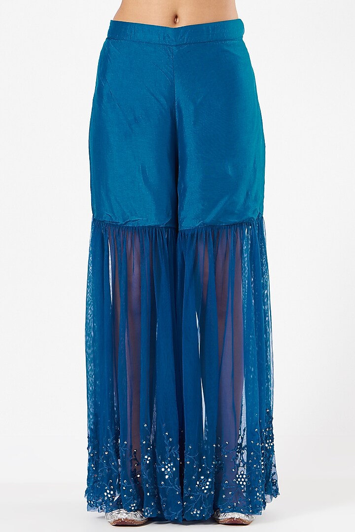 Cobalt Blue Embroidered Wedding Sharara Set by Garo at Pernia's Pop Up Shop