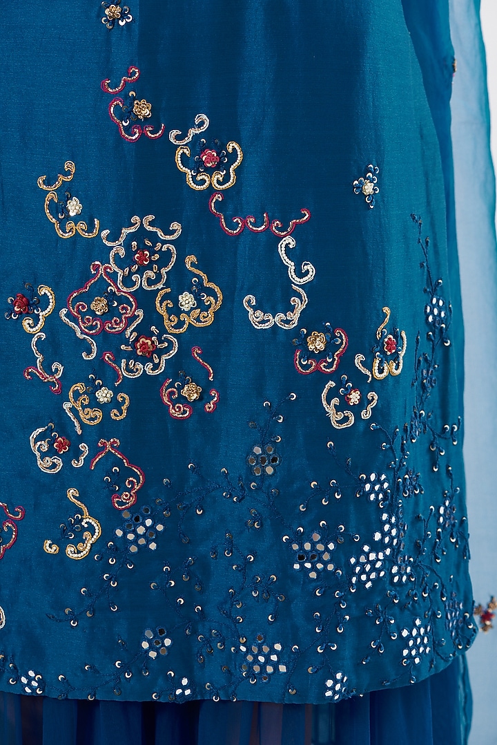 Cobalt Blue Embroidered Wedding Sharara Set by Garo at Pernia's Pop Up Shop