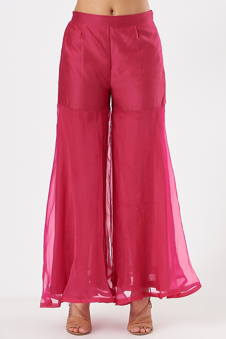 Fuchsia Chanderi Embroidered Kaftan Set by Garo at Pernia's Pop Up Shop