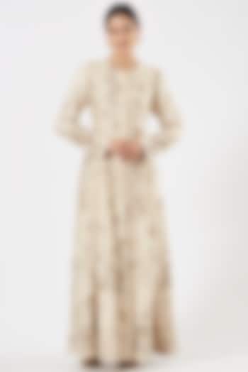 White Embroidered Long Jacket by Garo