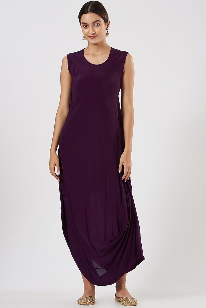 Purple Crepe Embroidered Jacket Set by Garo at Pernia's Pop Up Shop