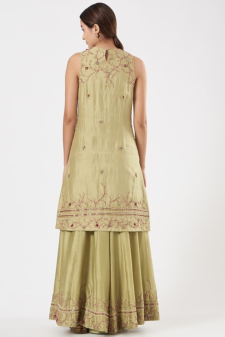 Lime Green Muslin Gharara Set by Garo at Pernia's Pop Up Shop