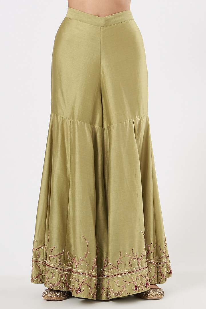 Lime Green Muslin Gharara Set by Garo at Pernia's Pop Up Shop