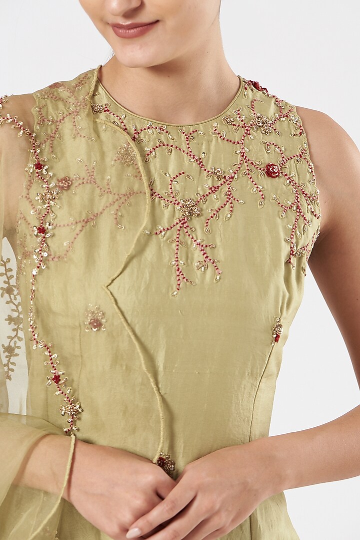 Lime Green Muslin Gharara Set by Garo at Pernia's Pop Up Shop