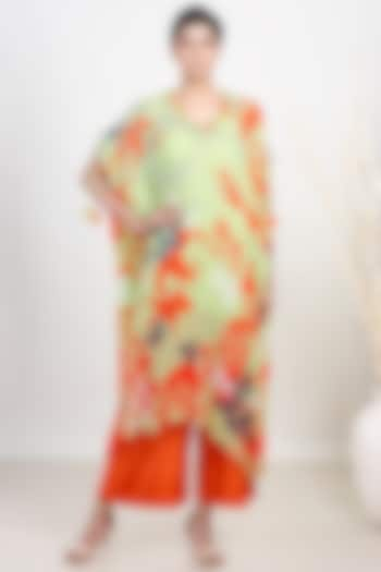 Green Chiffon Kaftan Set by Garo