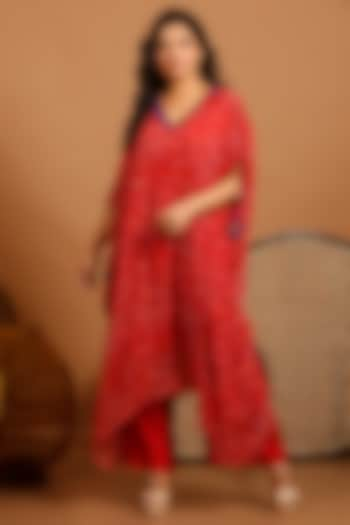 Red Chiffon Kaftan Set by Garo at Pernia's Pop Up Shop