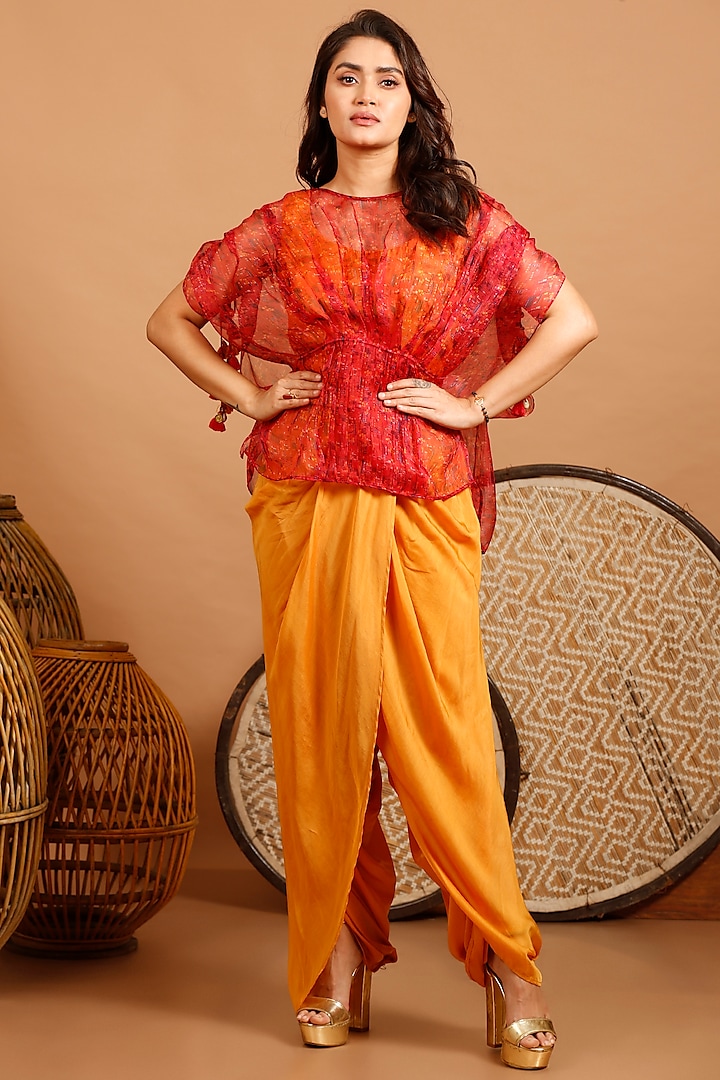 Mustard Silk Muslin Dhoti Set by Garo at Pernia's Pop Up Shop