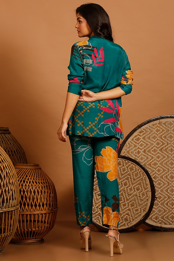 Green Silk Muslin Jacket Set by Garo at Pernia's Pop Up Shop