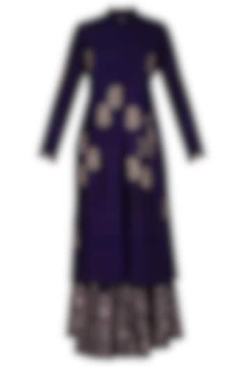 Midnight Blue Embellished Gharara Set by Garo at Pernia's Pop Up Shop