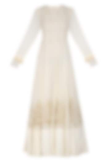 Off White Embellished Kali Gown With Dupatta by Garo