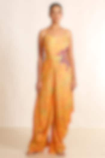 Yellow Silk Muslin Cowl Jumpsuit by Garo at Pernia's Pop Up Shop