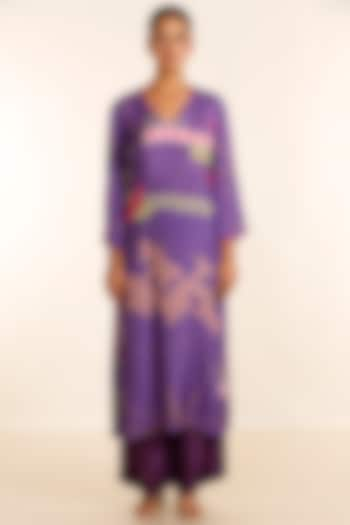 Purple Silk Muslin & Cotton Kurta Set by Garo at Pernia's Pop Up Shop