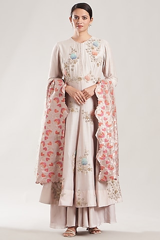 Off- White Chanderi Anarkali Set by Garo