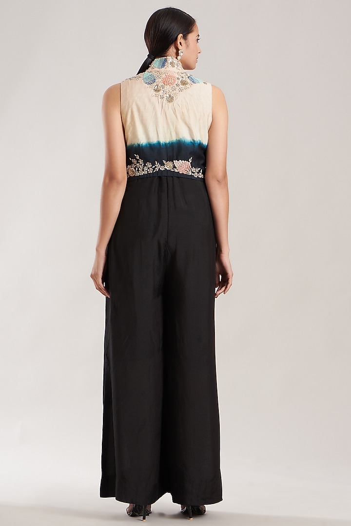 Black Silk Muslin Jumpsuit With Jacket by Garo at Pernia's Pop Up Shop