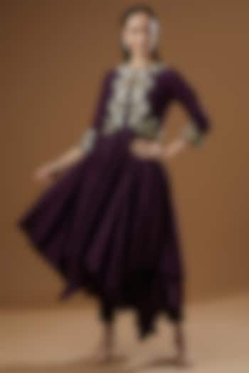 Purple Tussar Gown by Garo