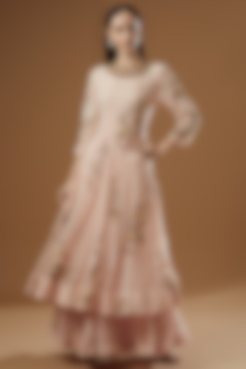 Blush Pink Embroidered Wedding Anarkali Set by Garo at Pernia's Pop Up Shop