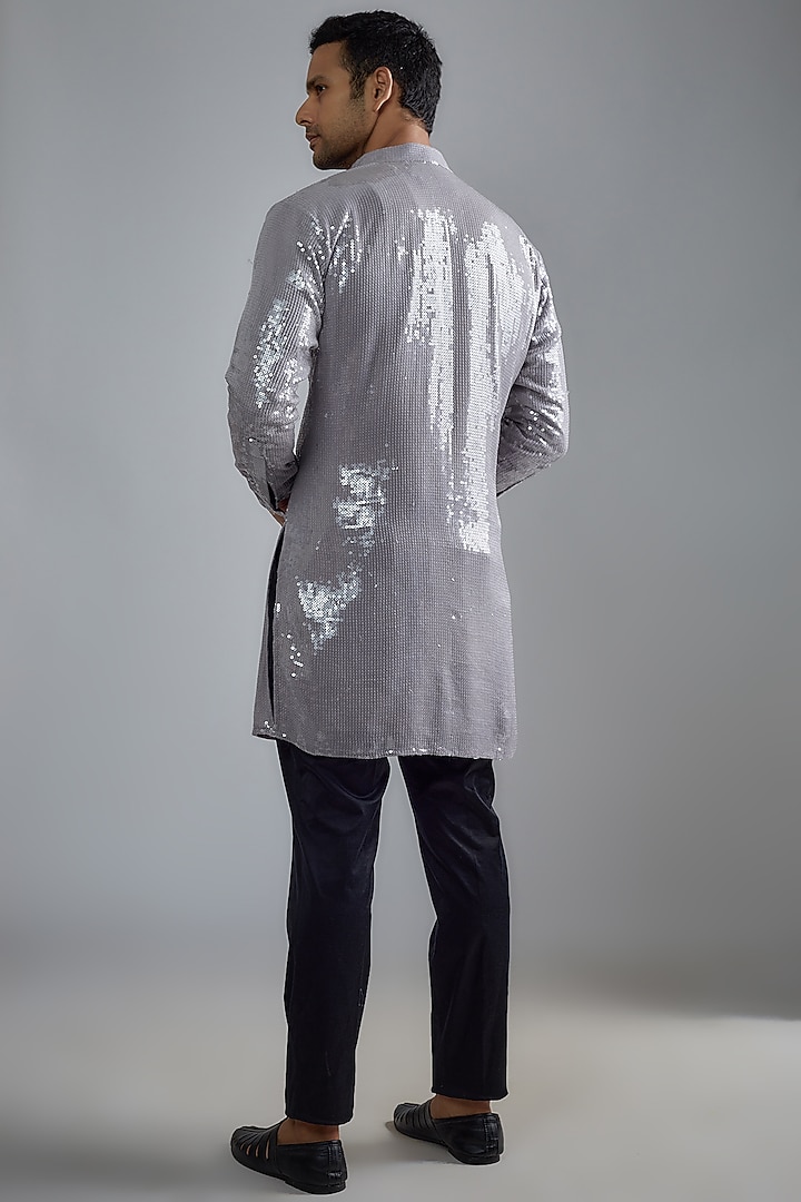 Grey Georgette Sequins Kurta Set by HANEET SINGH at Pernia's Pop Up Shop