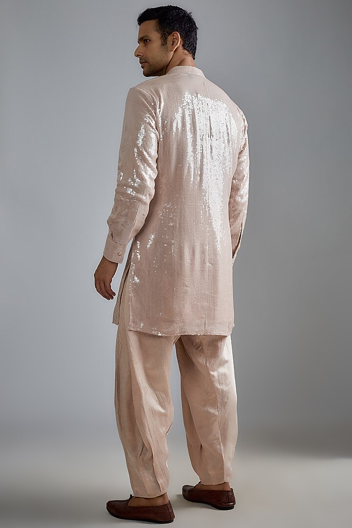 Beige Sequins Kurta Set by HANEET SINGH at Pernia's Pop Up Shop