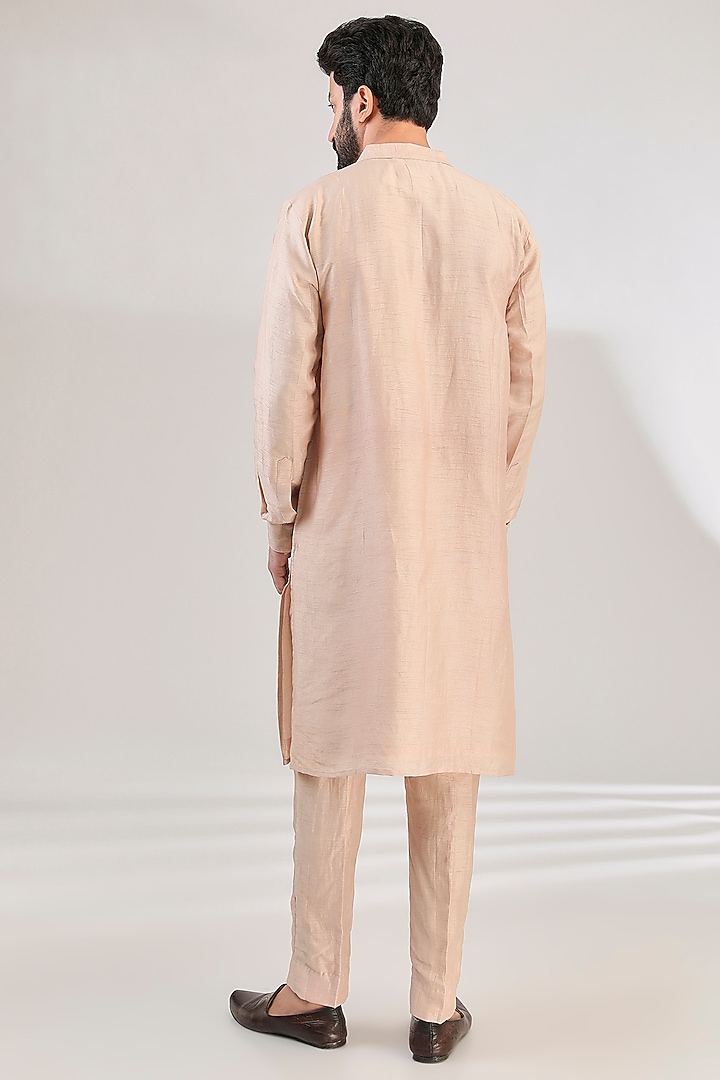 Beige Pure Silk Dupion Dori Hand Embroidered Groom Sherwani Set by HANEET SINGH at Pernia's Pop Up Shop