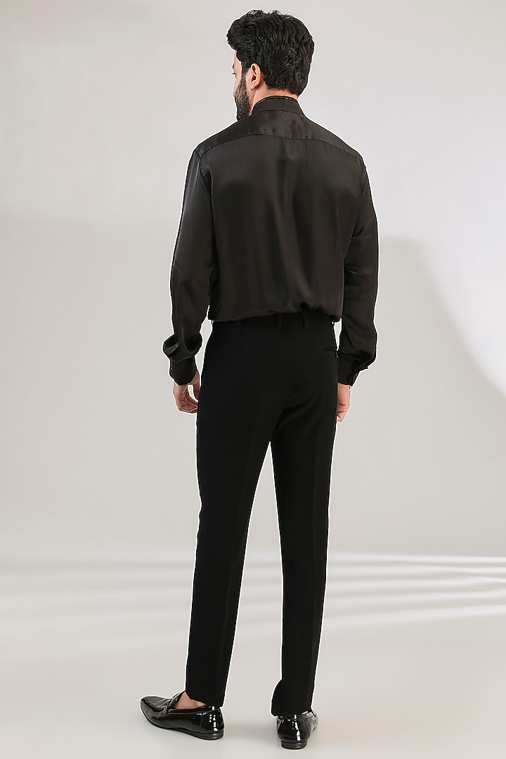 Black Premium Japanese Fabric Tuxedo Set by HANEET SINGH at Pernia's Pop Up Shop